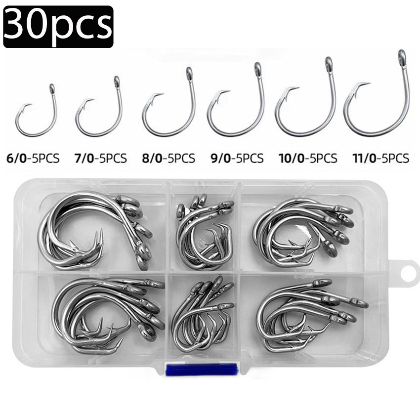 Fishing Hook Circle - 30個/箱 釣り針 ステンレス製 ワイドギャップ サークル 海水釣り針セット