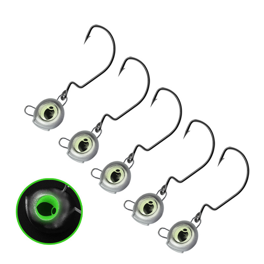 Fishing Hook Weedless - グローアイ付きウィードレスジグヘッド 10 個 - バスパーチルート &