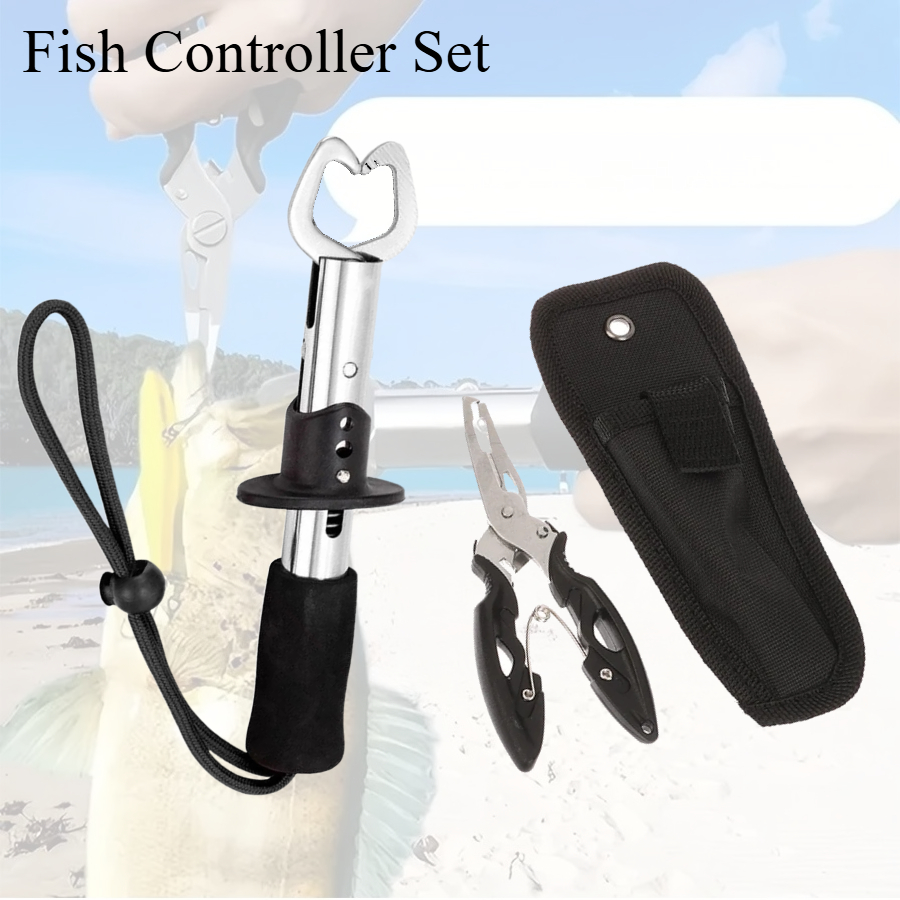 Fishing Hook Sharpener - 2 個の魚コントローラーセット含む 1 個の釣りトングと 1 個のステンレス鋼の釣り針リムーバー高品質の漁具ツール