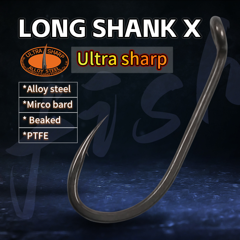 Fishing Hook Barbless - 釣り用フック,10個,ロングシャンク,マイクロバーブサイズ2/4/6/8 ptfeコーティング,超鋭利な釣り針,ヘアリグ