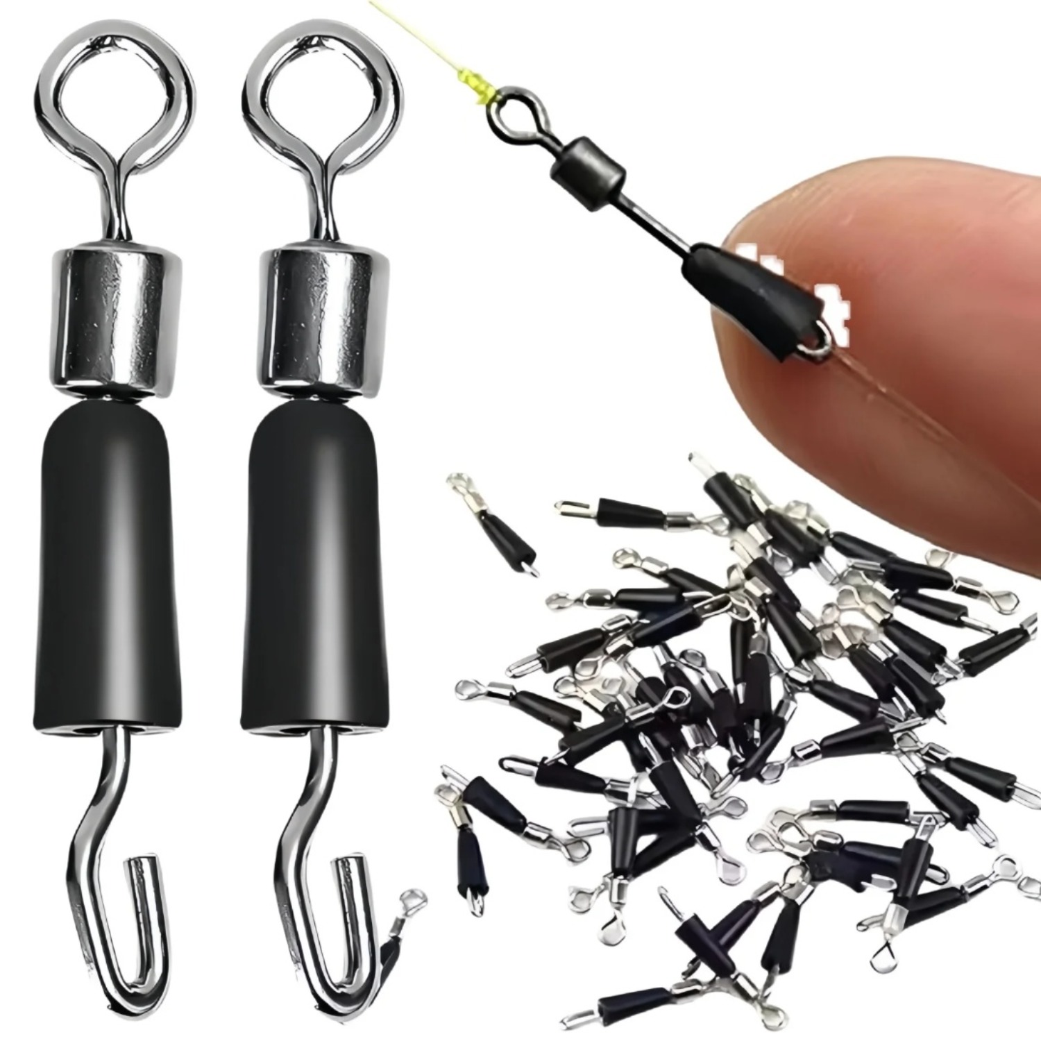 Fishing Hook Jig - 50個入り コイ釣り用クイックチェンジフィーダースイベル メソッドフィーダースイベルスナップ 釣りアクセサリーツール ジグフック タックルコネクター