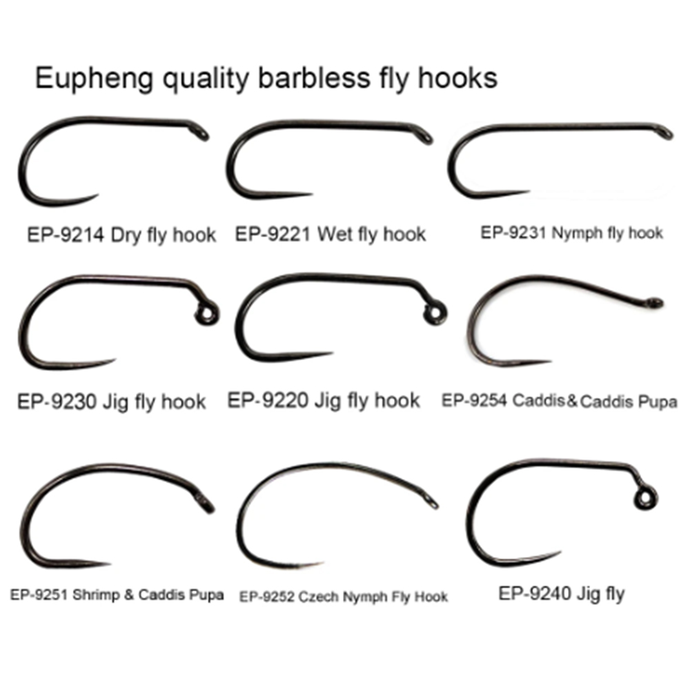 Fishing Hook Barbless - Aventik Eupheng 100個入り競技用バーブレスフライフック ドライフライ ニンフ シュリンプ