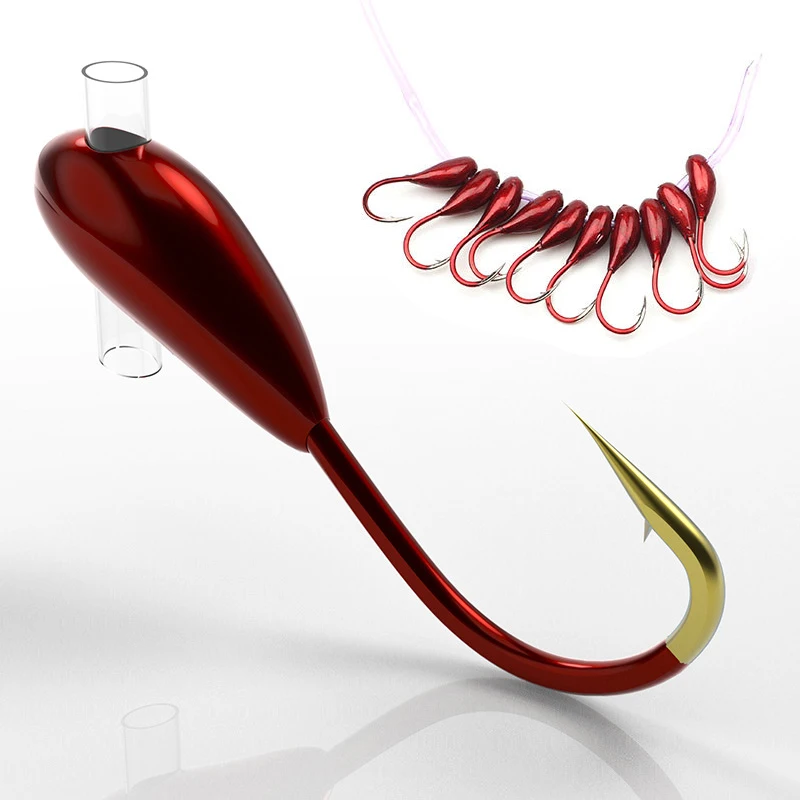 Fishing Hook Assortment - 10/20 個冬氷釣りフック高炭素鋼有刺鉄線転倒フックジグヘッドリードフック鯉釣具アクセサリー