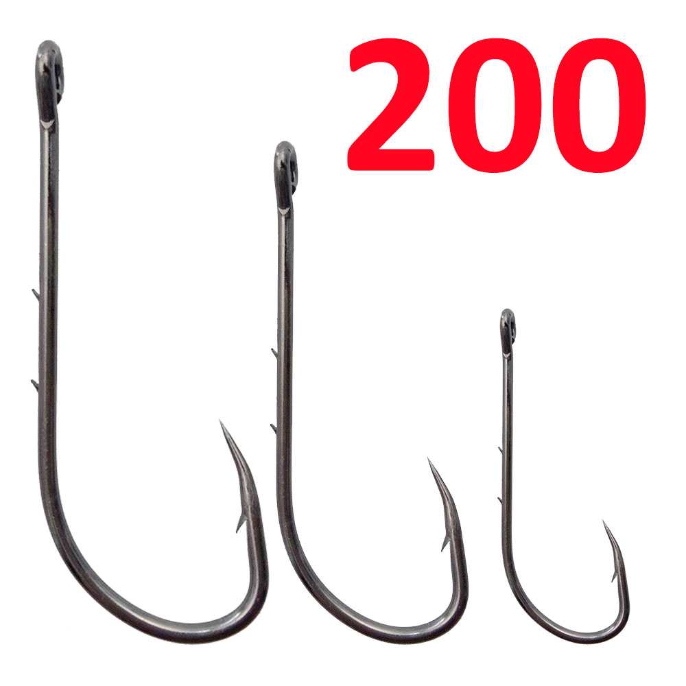 Fishing Hook Circle - 200 個餌ホルダー釣り針鯉釣りフックジグビッグ有刺フック高炭素鋼フック