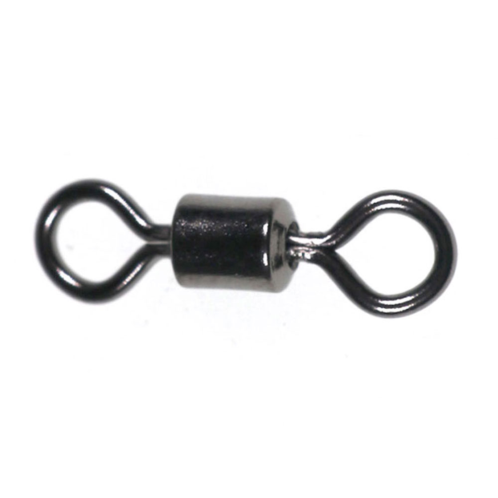 Fishing Hook Size - 100 個黒 8 形状ローリングスイベル釣りスイベルスナップフックコネクタダブル固体リング釣りアクセサリーターミナルタックル