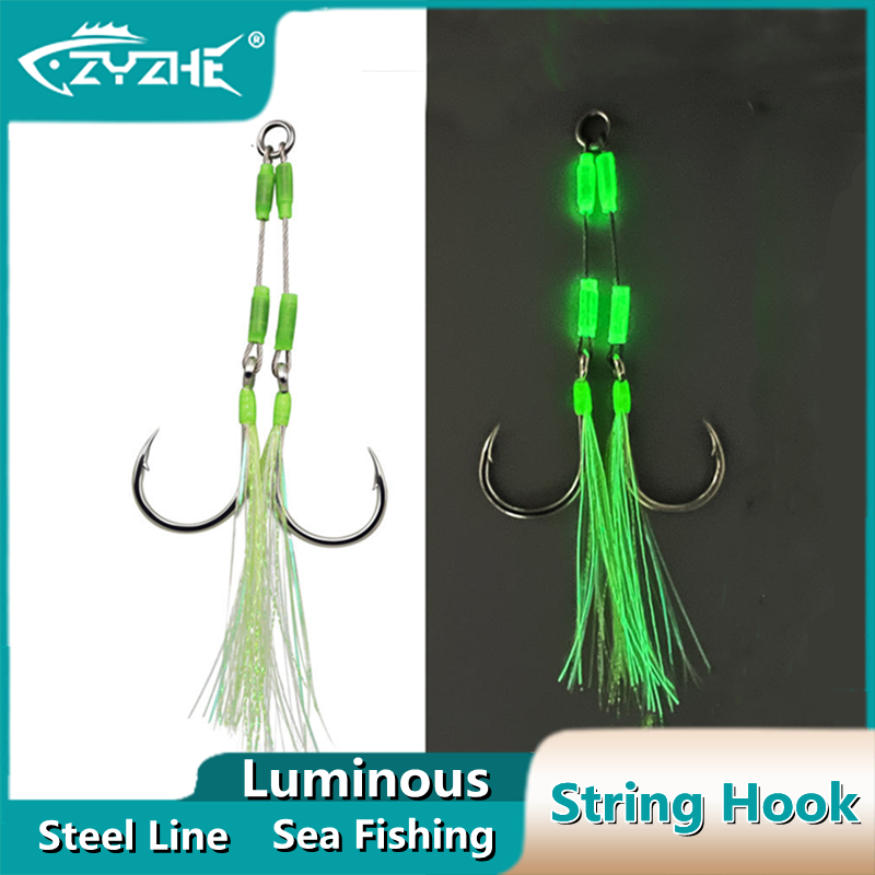 Fishing Hook Assortment - ZYZHE 1/3/5 個ジグアシストフック高強度 Bkk8062 フックスチールライン発光チューブフェザージギングフィッシュフックボート釣りフック