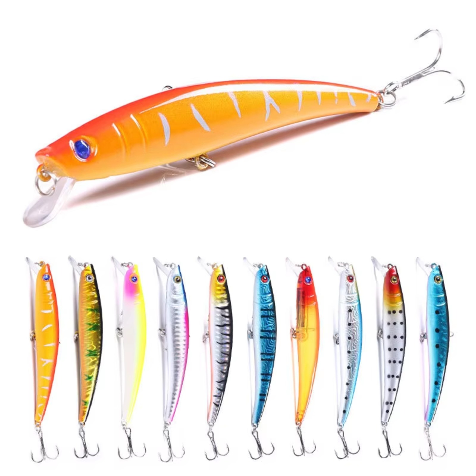 Fishing Hook Treble - ミノー釣りルアー 110mm 13g ハードベイト ウォブラー 人工ルアー