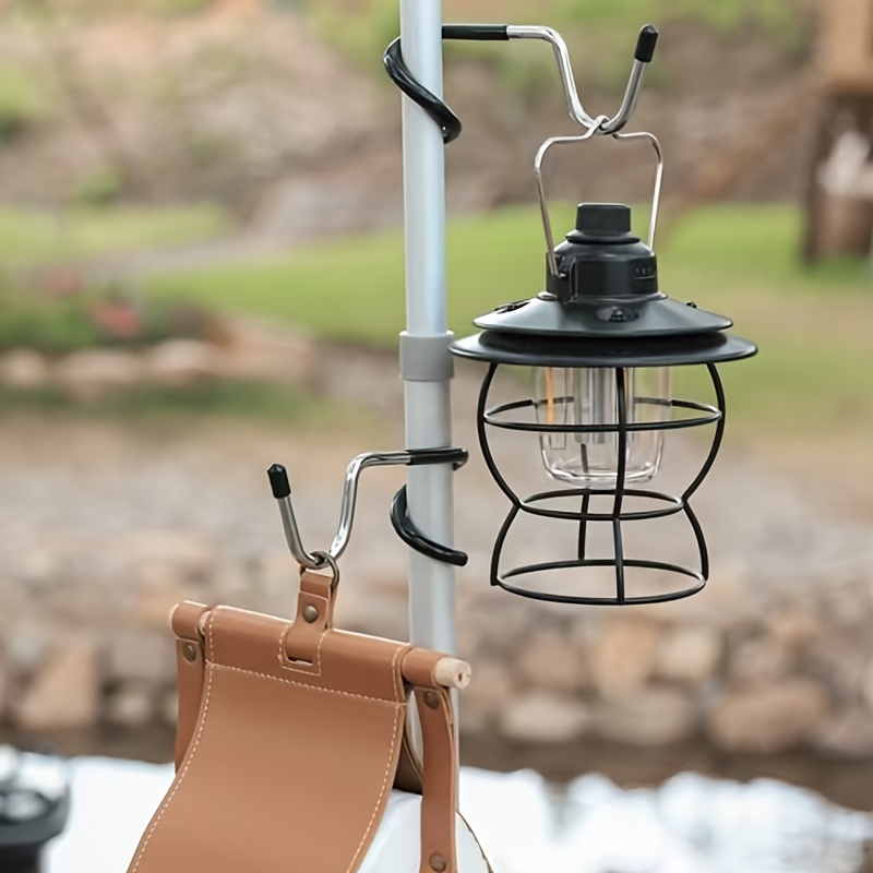 Fishing Hook - ステンレス鋼ライトスタンドホルダーフックポータブルテントポールランプハンガー狩猟釣りランタンハンガーノードリルバルコニーフック