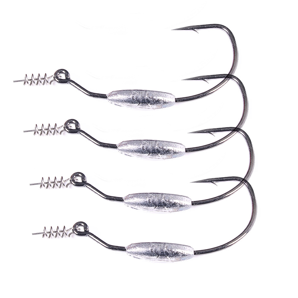 Fishing Hook Offset - スナッグ防止ウェイト付きオフセットフック、スプリングロックピン付きリードベリークランクフィッシュフック、ソフトワームルアーテキサスリグバス用、2.5g 3.5g
