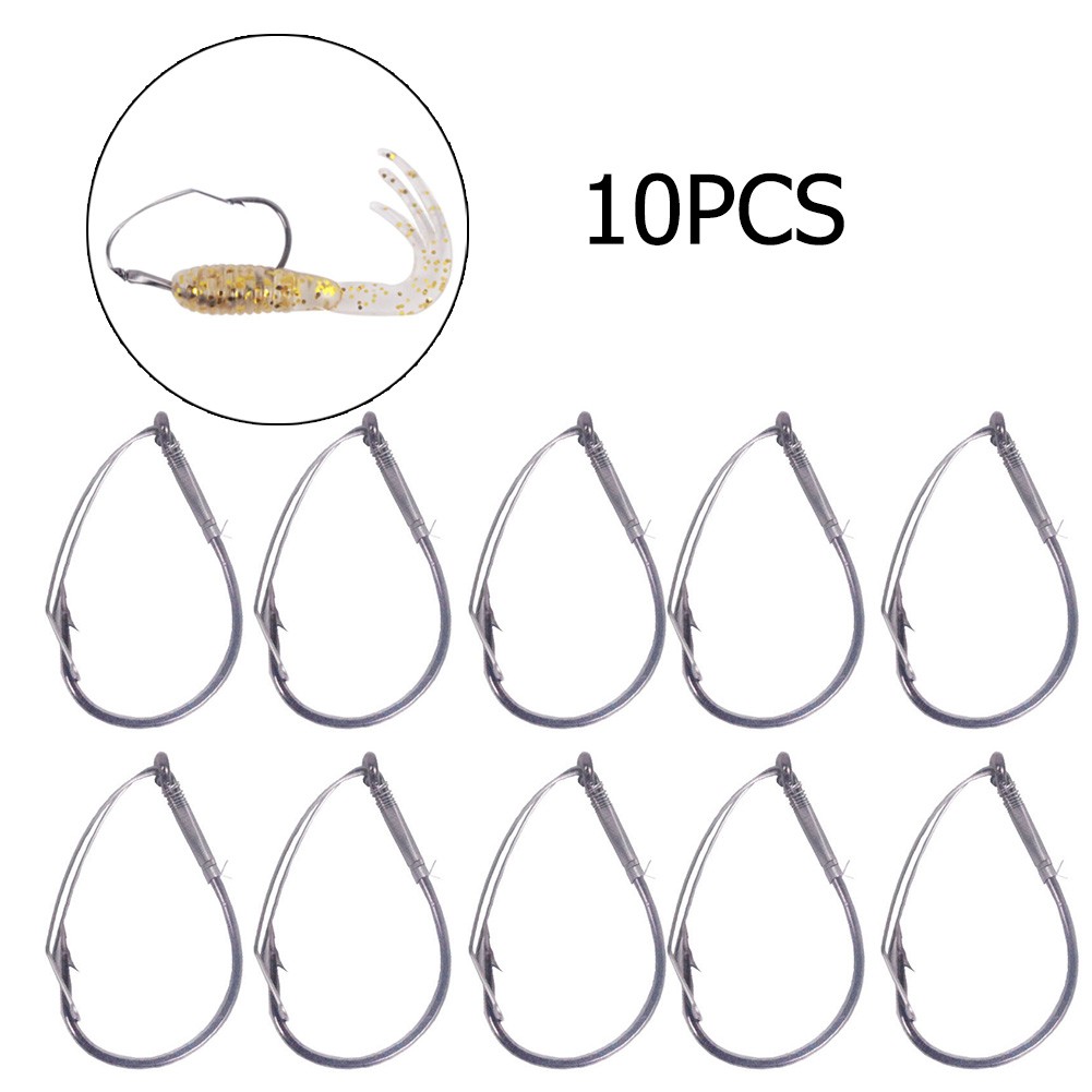 Fishing Hook Weedless - 高炭素鋼釣りリグフック,バーブフィシグ,大きなジョイントフック,再利用可能な釣り道具,箱入り,10個