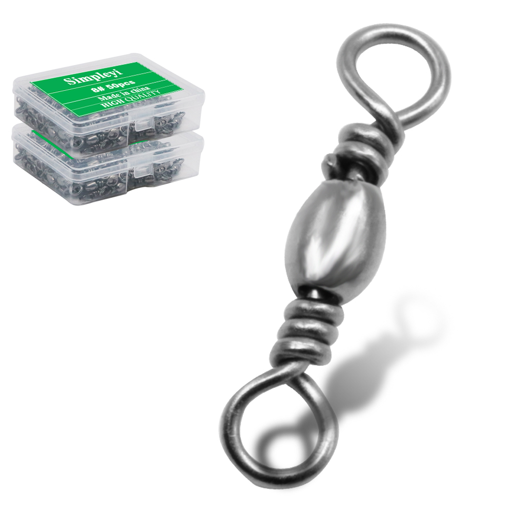 Fishing Hook Stainless Steel - 50個/1ボックスステンレス鋼釣りボールベアリングローリングスイベルバレル海の魚フックルアーラインコネクタ商品のため
