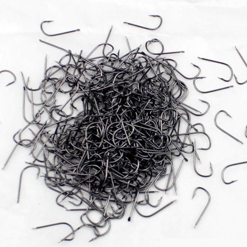 Fishing Hook Barbless - 釣り用フックなしの小さな弓,魚を捕まえるためのアクセサリー,釣り道具,釣り道具,黒,目なし,1 #-10 #, 100個