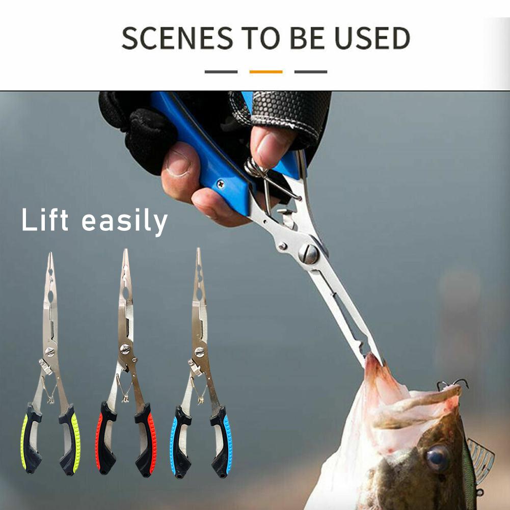 Fishing Hook Remover - ステンレス鋼製釣り用プライヤー多機能スプリットリングオープナー編組ラインカッター滑り止めフックリムーバーツール（ルアー用）