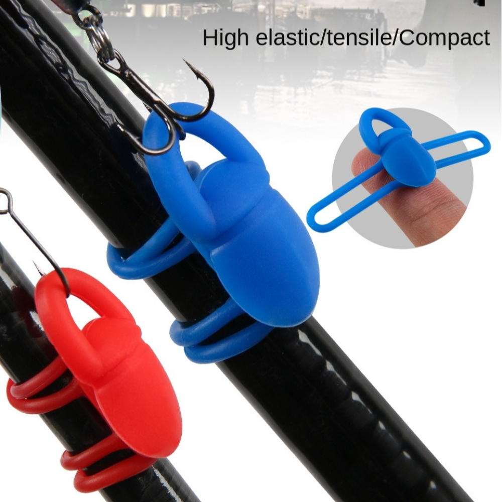 Fishing Hook Jig - 5 個ポータブルシリコンフック安全なホルダー安全なキープジグ安全なハンガーゴムリングルアーホルダー釣竿