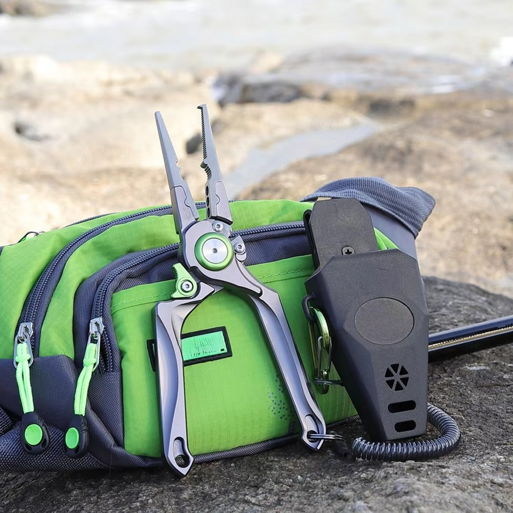 Fishing Hook - フルアルミ製フックリムーバー付き海水釣り用プライヤー、ランヤードとプラスチックシース付き、8インチアルミ製釣り用プライヤー