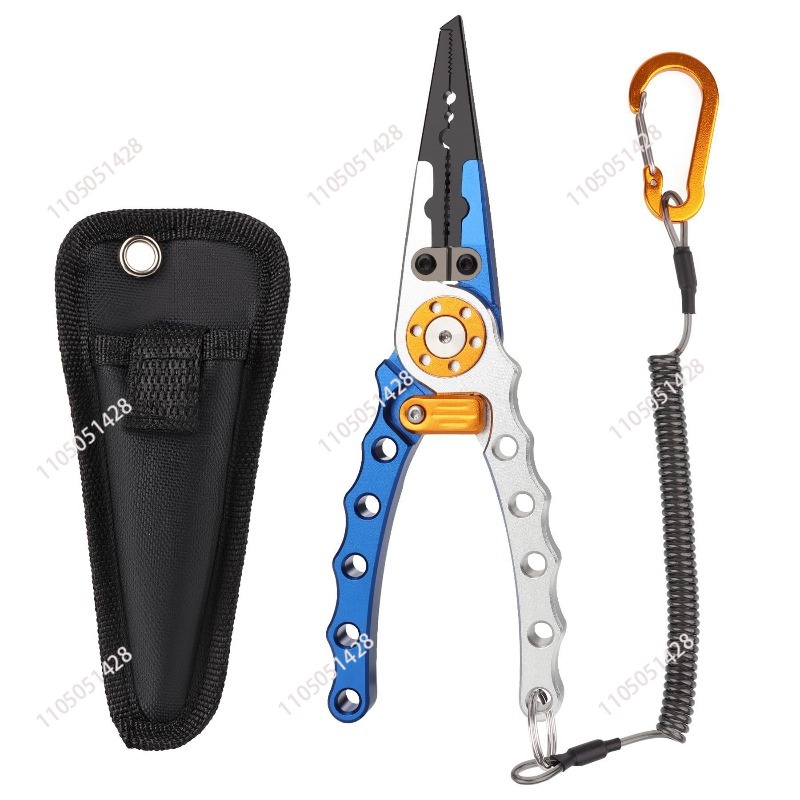 Fishing Hook Remover - アルミ製釣り用プライヤー、多目的フックリムーバーラインカッター、紛失防止コイル状ランヤード付きアウトドア釣り用プライヤー
