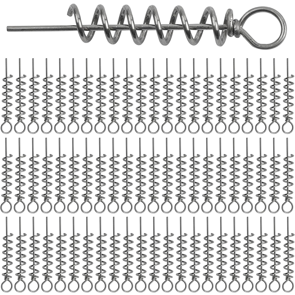 Fishing Hook Stainless Steel - 50 個スプリングツイストロック釣りクランクフックセンタリングピンネジロック餌キーパースプリング釣りフックワームルアー餌キーパー