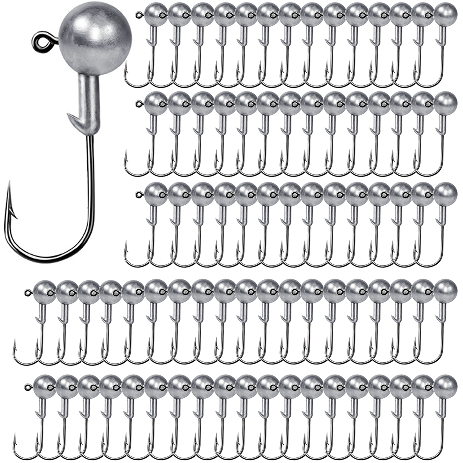 Fishing Hook Offset - 100個入り 釣り針 リードジグヘッド 鯉釣りアクセサリー用品 1/32 1/16