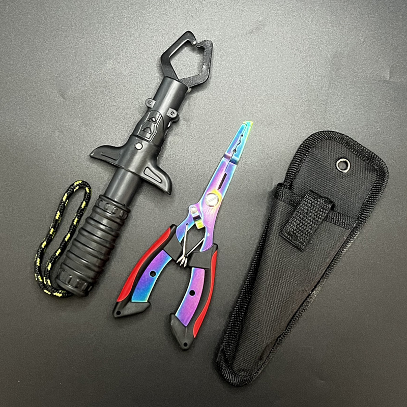 Fishing Hook Remover - 釣り用プライヤーとグリッパーセット、魚の口掴み器、釣り用プライヤー、フックリムーバー、アイスフィッシング用スプリットリングプライヤー付き