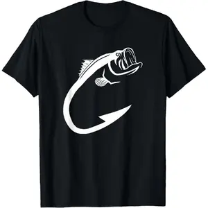 Fishing Hook - フィッシュフックミニマルアートクールな釣り愛好家アート愛好家へのギフトTシャツフィットカジュアルストリートウェア男性ギフト半袖