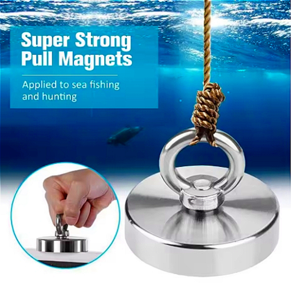 Fishing Hook Stainless Steel - 釣りサルベージネオジムマグネットホルダー超強力な穴円形リングフック永久深海引っ張り取付