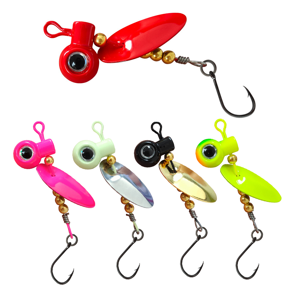 Fishing Hook Offset - 5個入り クラッピージグヘッド スピナーブレード付き 回転式 2.5g-10g 3Dアイ
