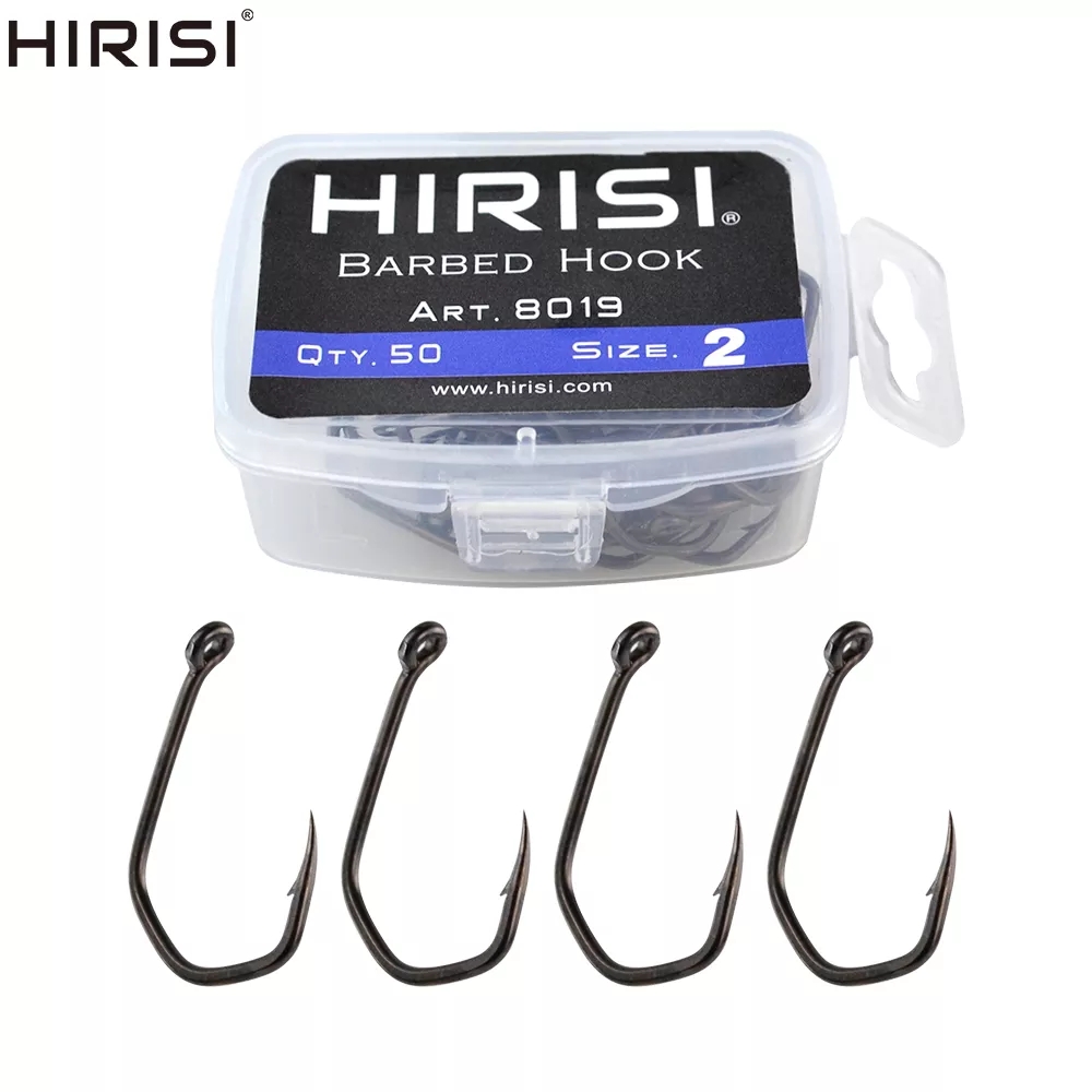 Fishing Hook Assortment - 50 個鯉釣りフック有刺鉄線ピンポイント爪フック PTFE コーティング高炭素ステンレス鋼アイドフィッシュフック 8019
