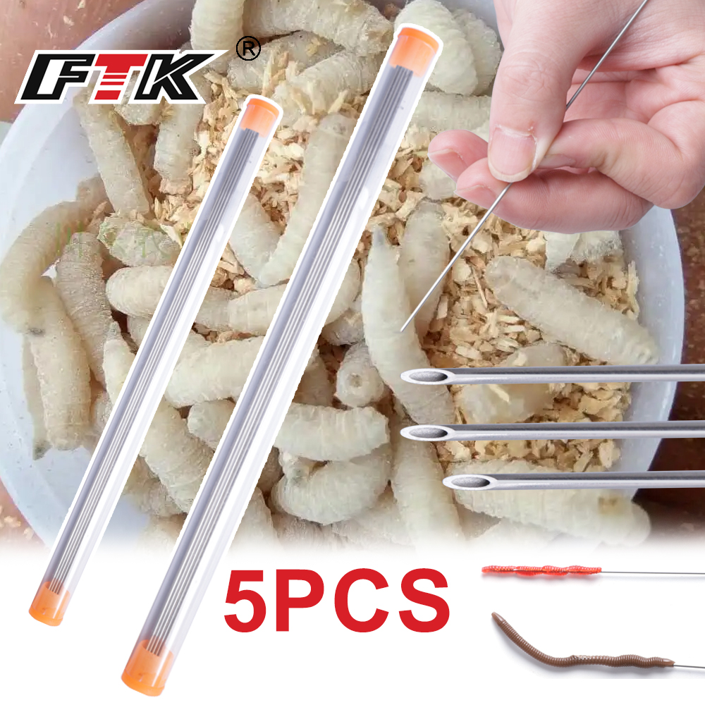 Fishing Hook Barbless - FTK ミミズフック針ステンレス鋼ミミズガス針ポータブル中空釣りワーム貫通ドリラー魚ツール