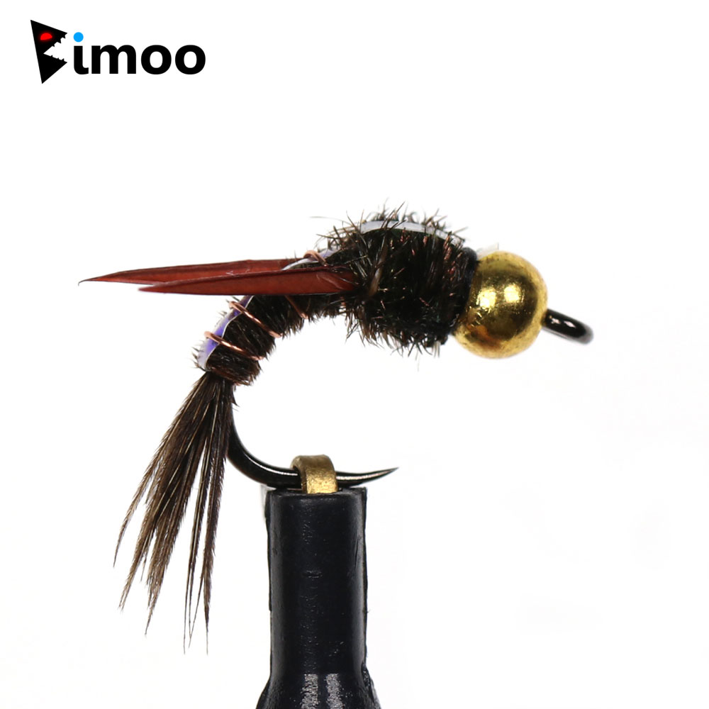 Fishing Hook Barbless - Bimoo 8 個真鍮ビーズヘッド邪悪なハエウェットフライバーレスフライフックブラウンカディスニンフフライトラウトグレイリング釣りルアー餌 # 10 #