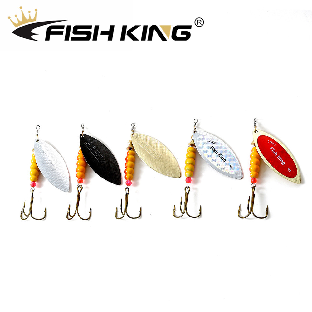 Fishing Hook Treble - Fish king 1個金属釣りルアー3.8グラム6.3グラム11グラム11.3グラム14.5グラムスピナー餌真鍮素材ハード餌トレブルフックタックル