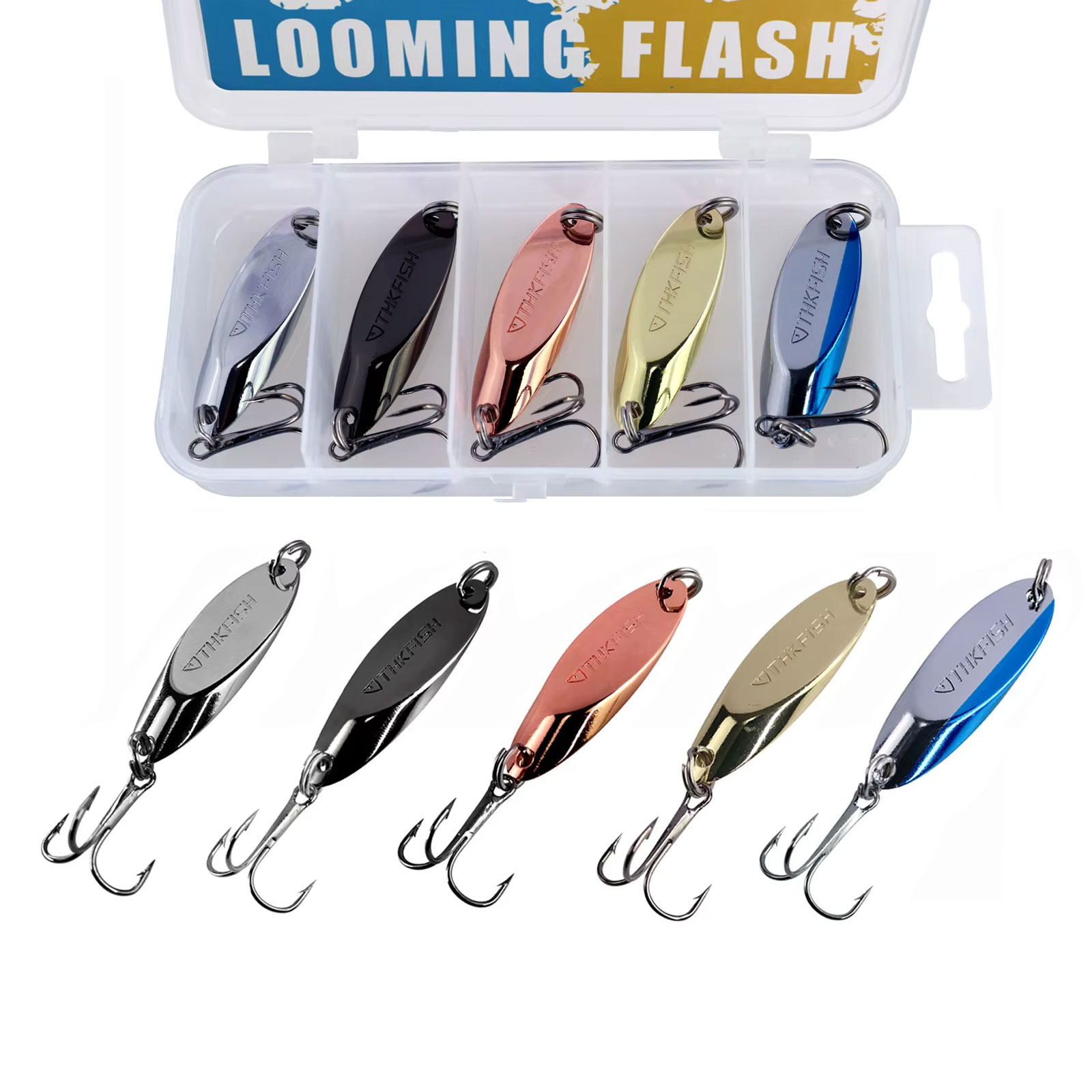 Fishing Hook Treble - 5 個金属スピナースプーンルアー 3.5 グラム 5.5 グラム