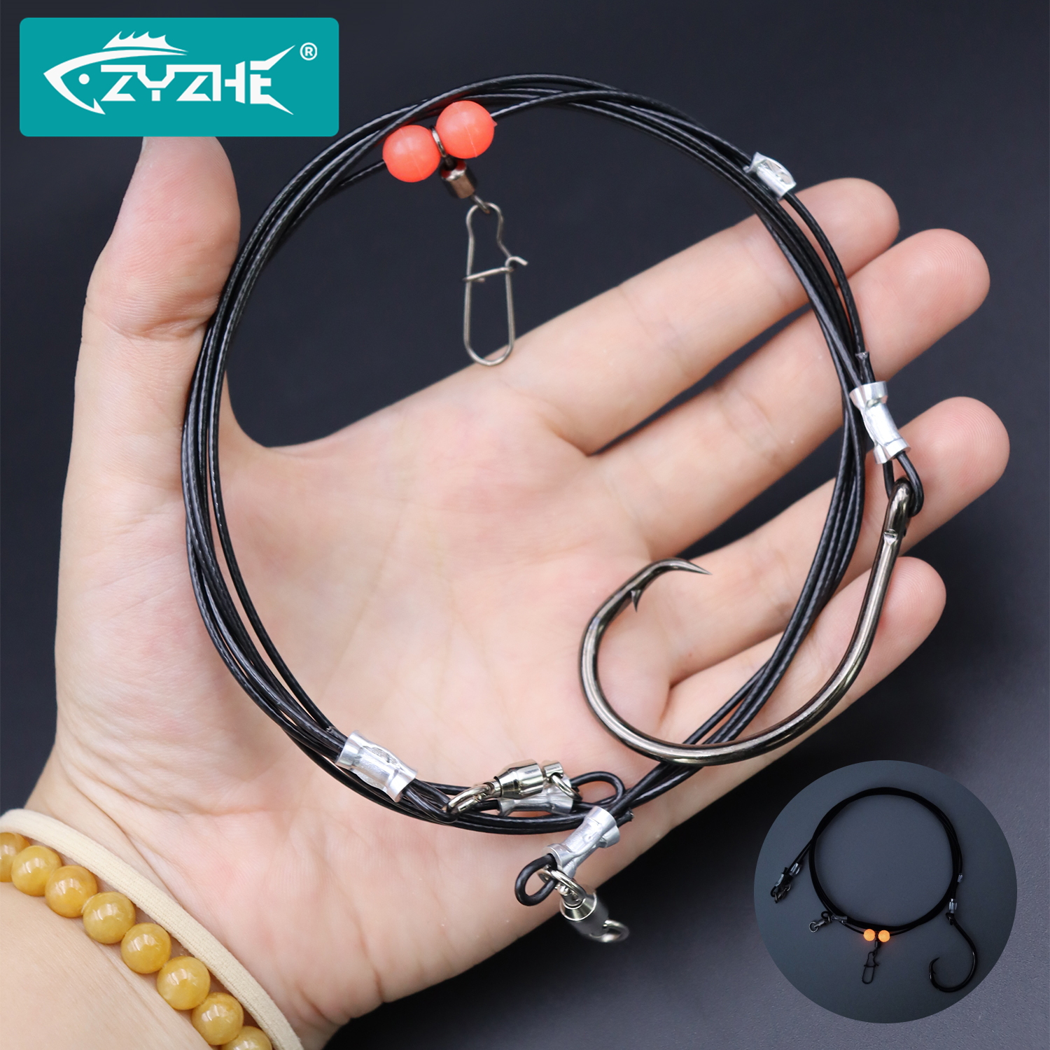 Fishing Hook Circle - ZYZHE 1pc 海釣りリグ 49 ストランド鋼線 10/0