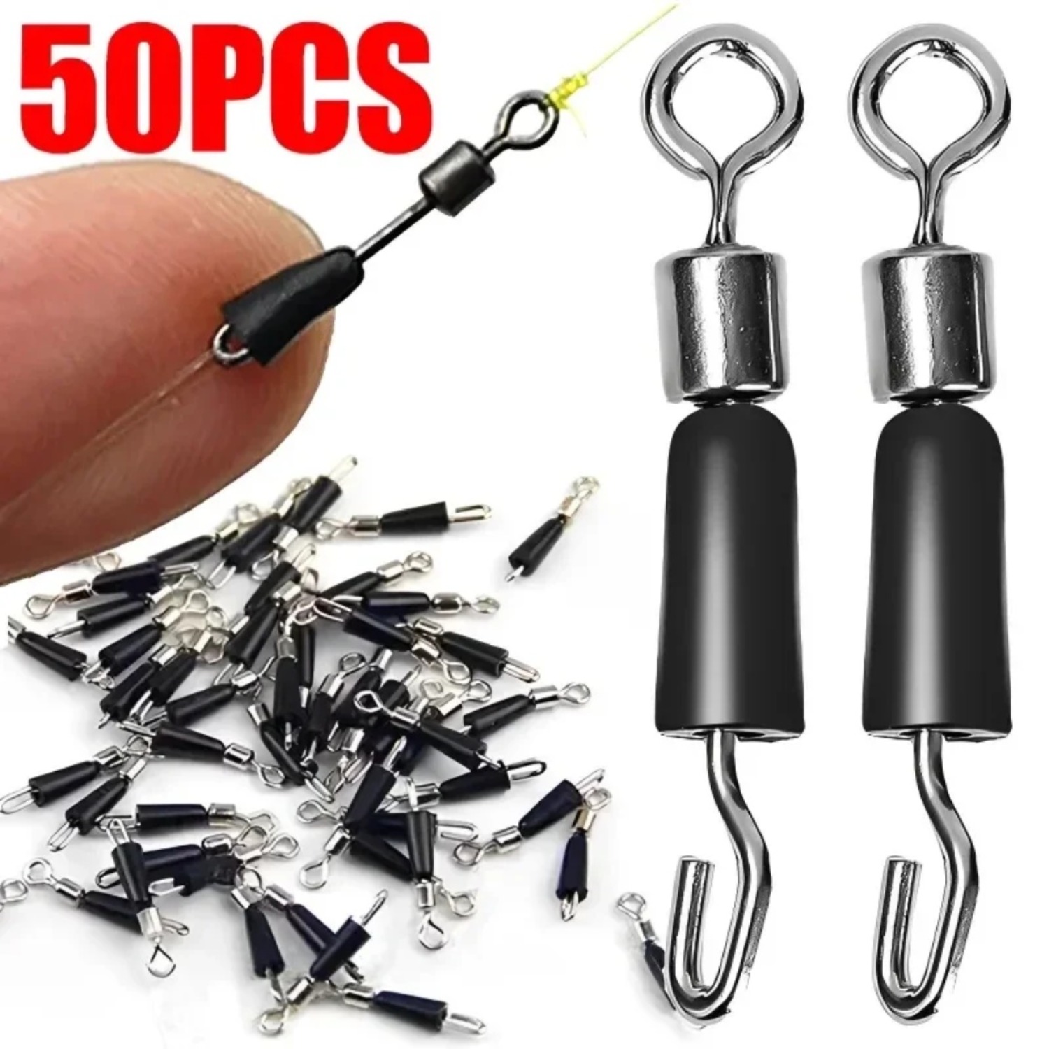 50個入り コイ釣り用クイックチェンジフィーダースイベル メ - Fishing Hook Jig のレビューと価格