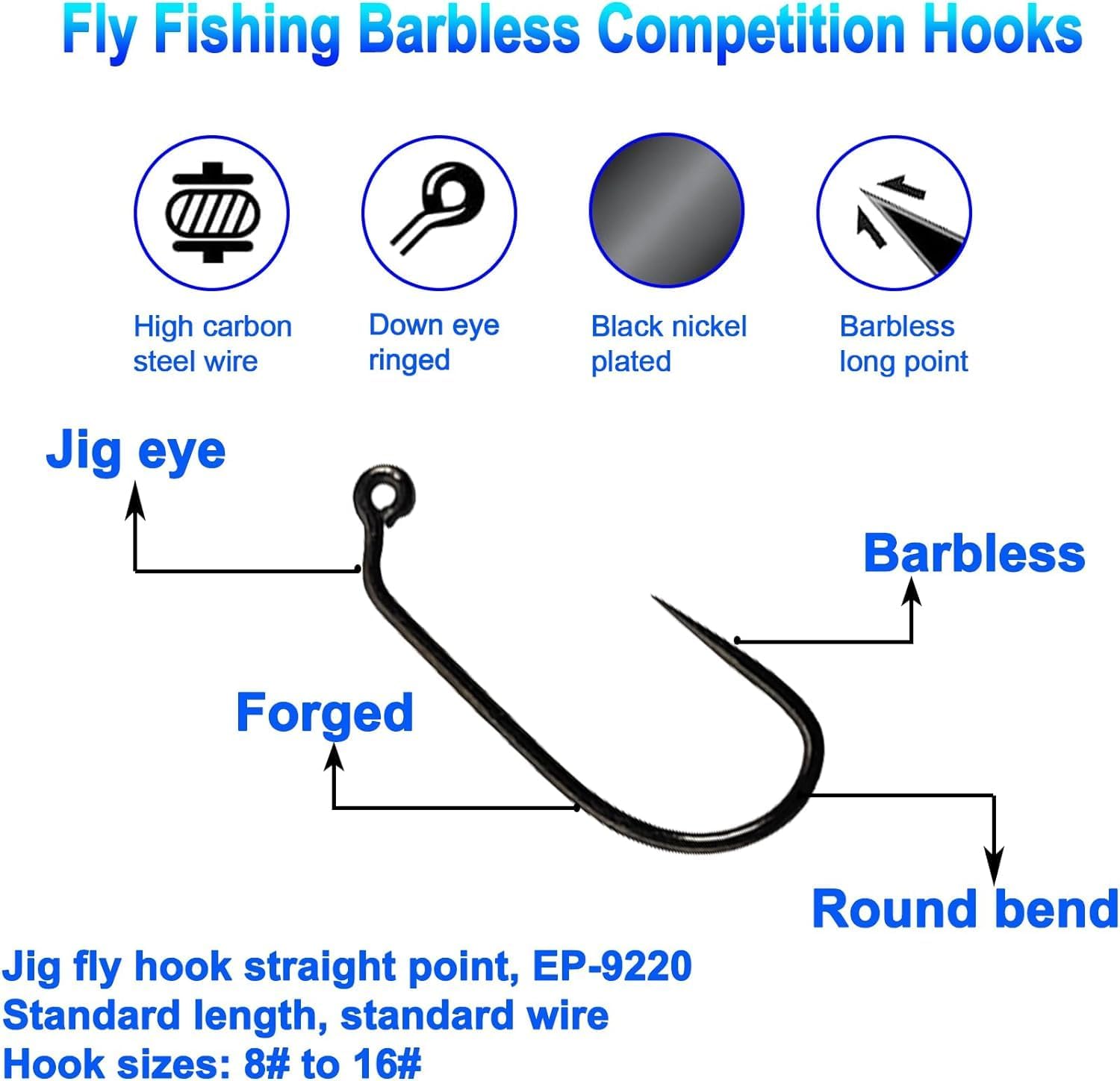 Aventik Eupheng 100個入り競技用バーブレス - Fishing Hook Barbless のレビューと価格