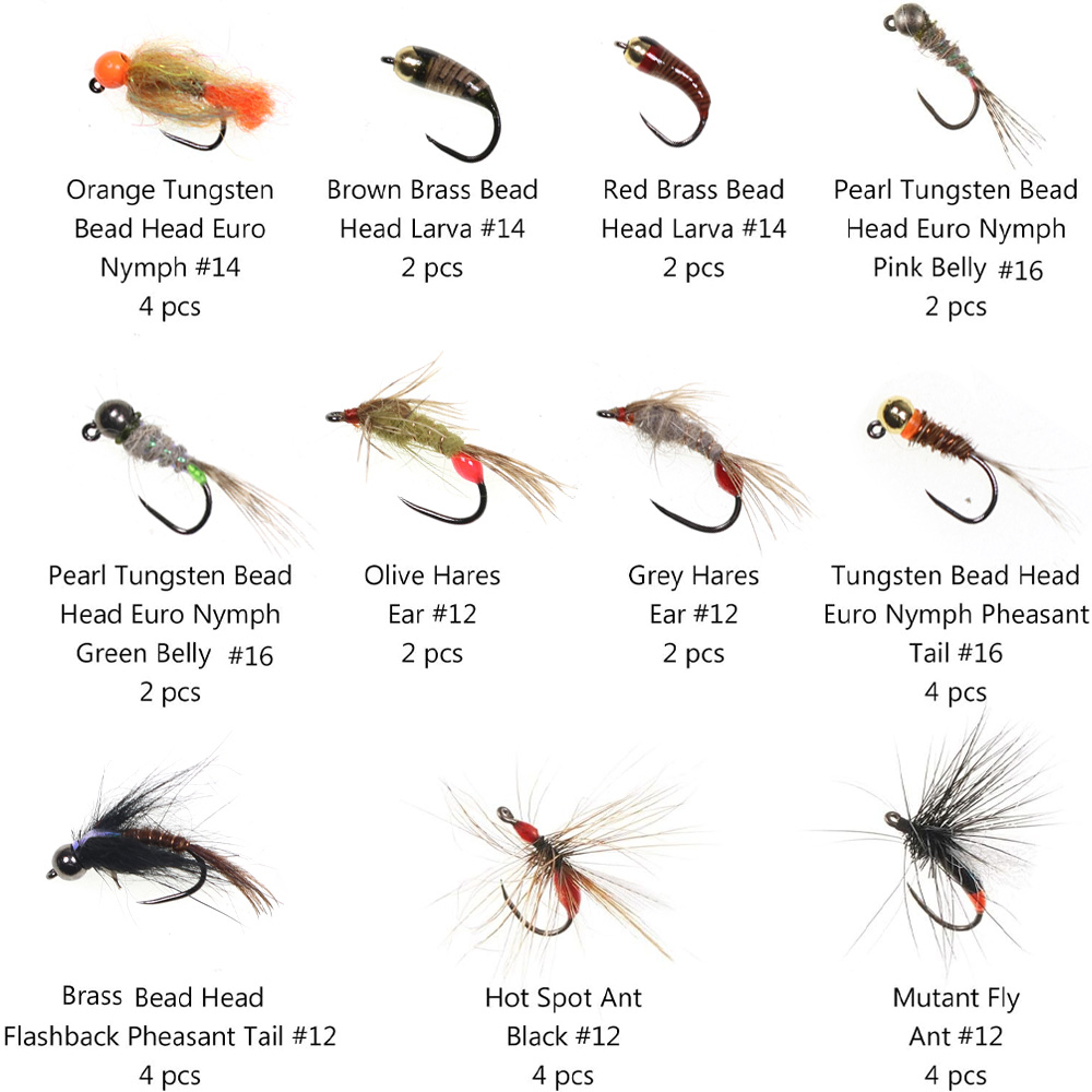 32個入り ニンフフライキット トラウト釣り用フライルアー  - Fishing Hook Barbless のレビューと価格