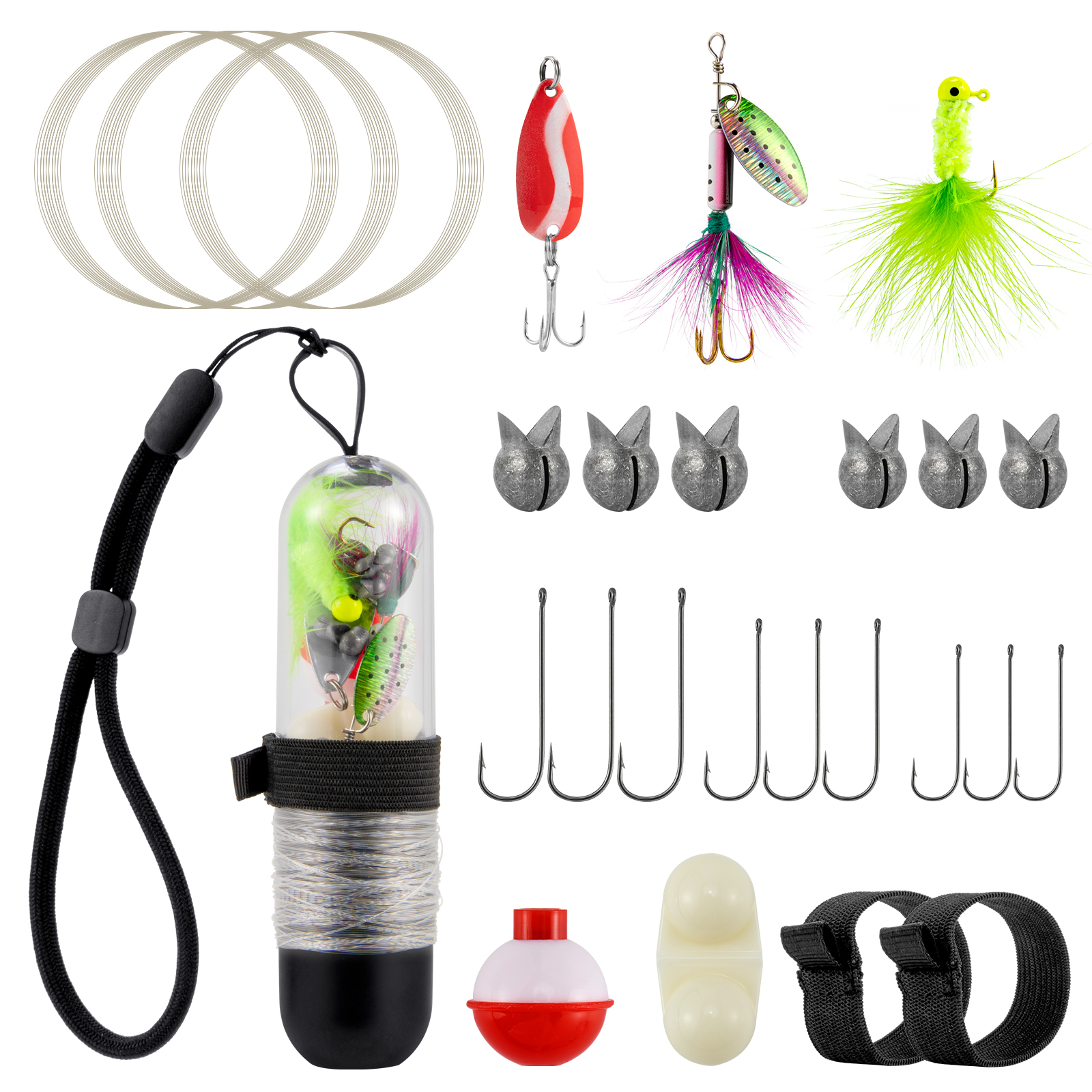 25 個サバイバル釣りキットポケットリールラインジグヘッドフ - Fishing Hook Jig のレビューと価格