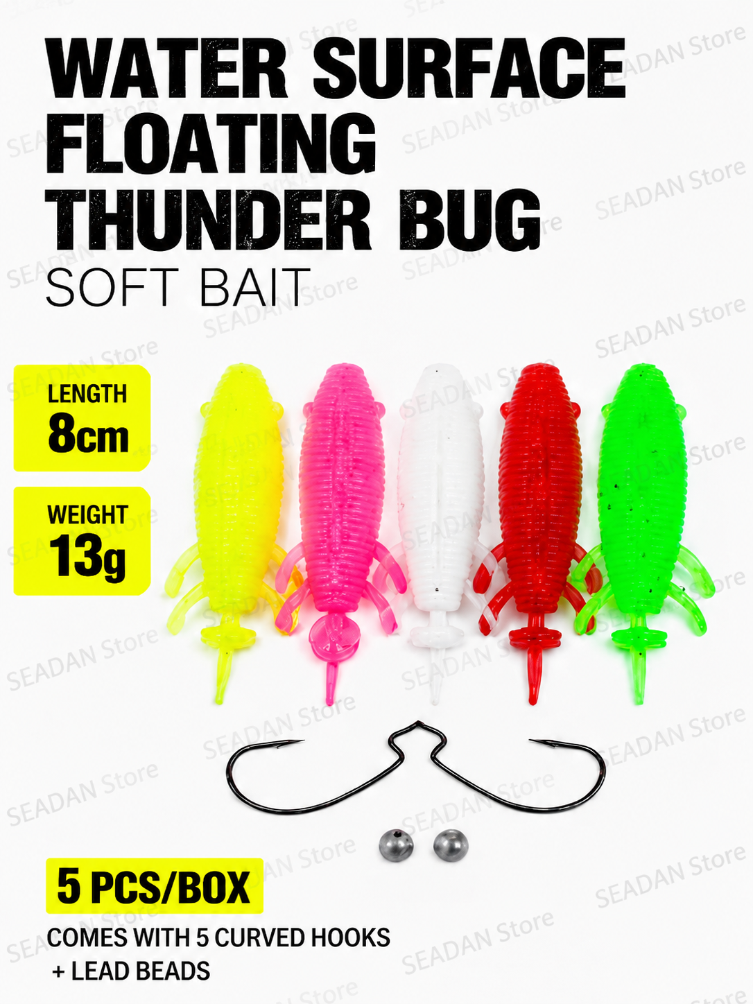 5 個フローティングソフトフロッグルアー TPR ウィードレ - Fishing Hook Offset のレビューと価格