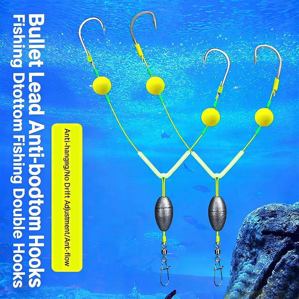 リバースオフボトムダブルフックリグ、アンチスナッグ釣り糸セッ - Fishing Hook Weedless のレビューと価格
