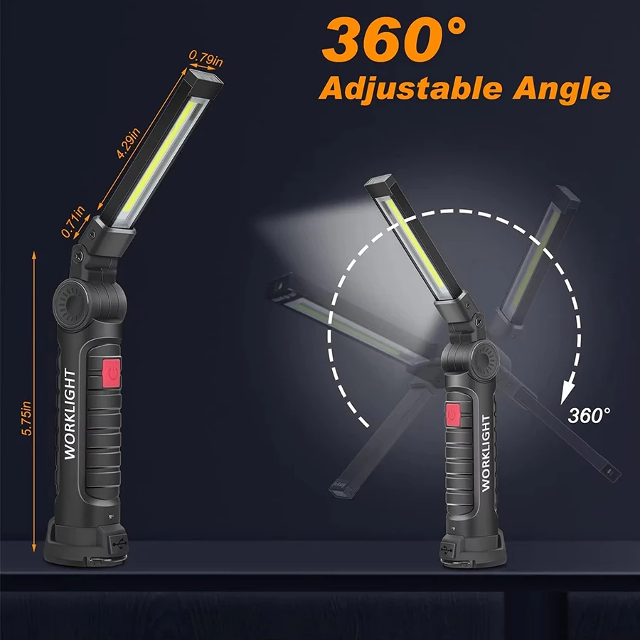 充電式磁気作業灯懐中電灯ポータブルキャンプランタンLEDラン - Fishing Hook のレビューと価格