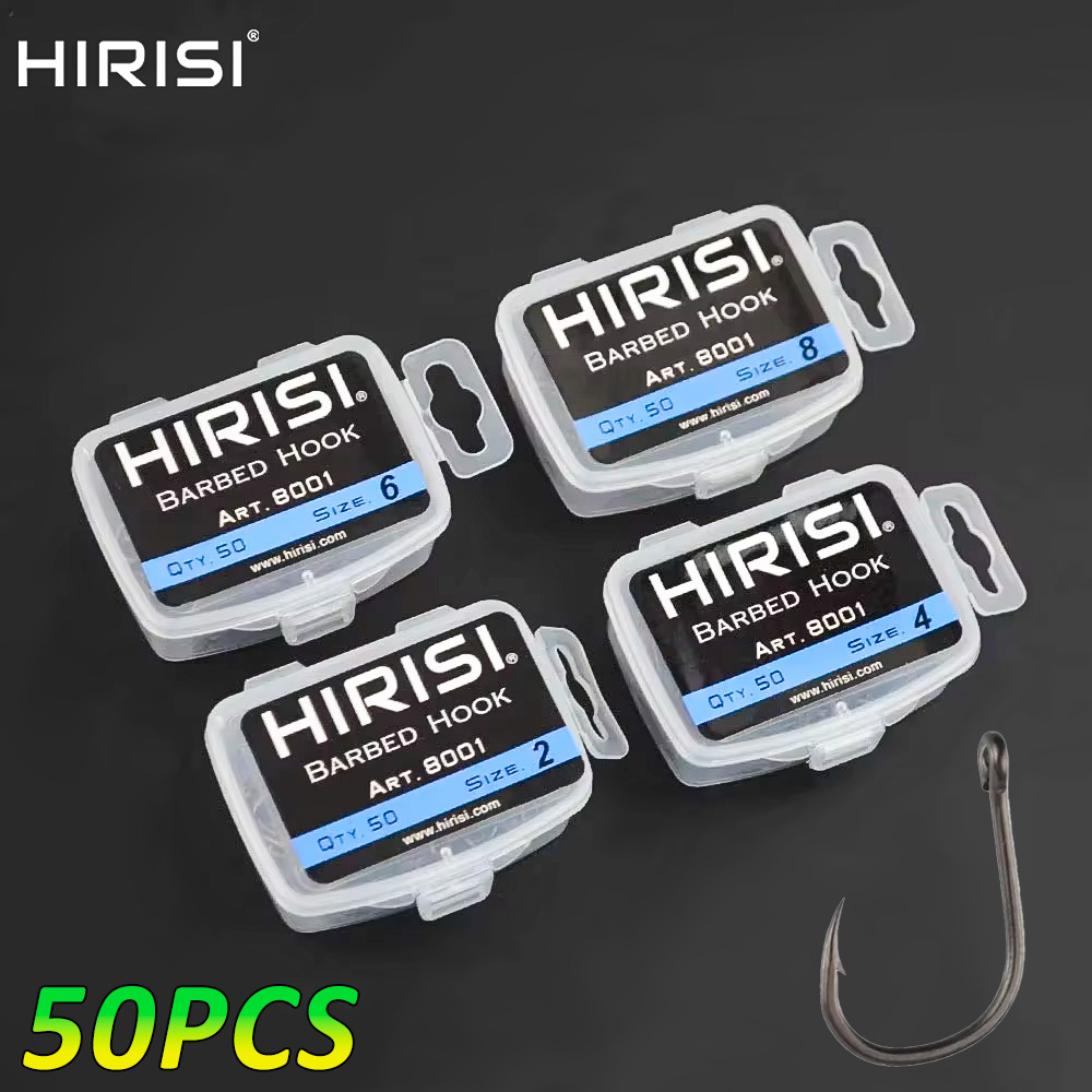 Hirisi 50 個有刺鉄線コーティングされた鯉釣りフック - Fishing Hook Assortment のレビューと価格