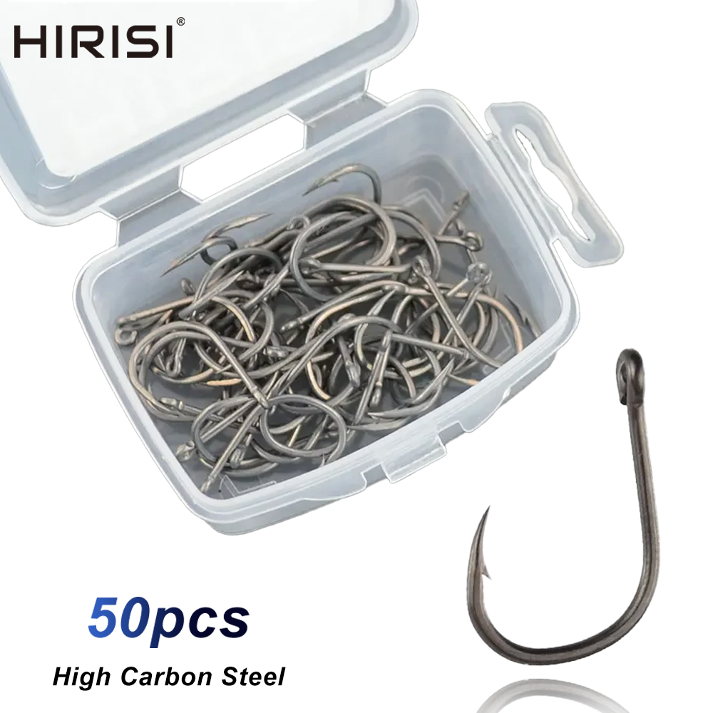 Hirisi 50 個有刺鉄線コーティングされた鯉釣りフック - Fishing Hook Assortment のレビューと価格