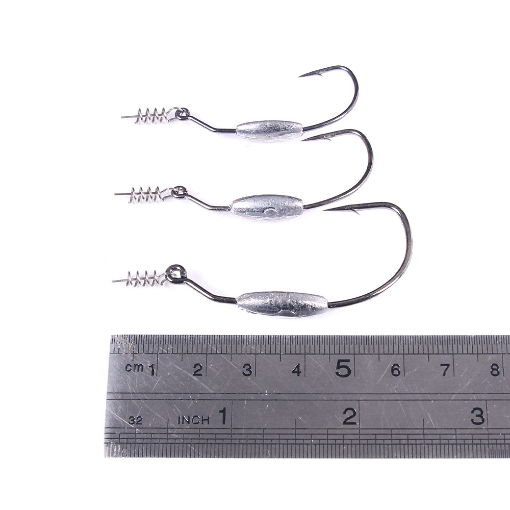 スナッグ防止ウェイト付きオフセットフック、スプリングロックピ - Fishing Hook Offset のレビューと価格