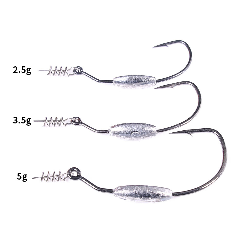スナッグ防止ウェイト付きオフセットフック、スプリングロックピ - Fishing Hook Offset のレビューと価格