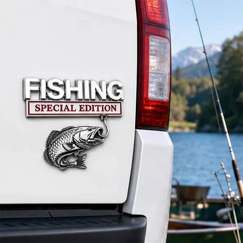 クロームフィッシングカーバッジメタルフィッシュフックエンブレ - Fishing Hook のレビューと価格