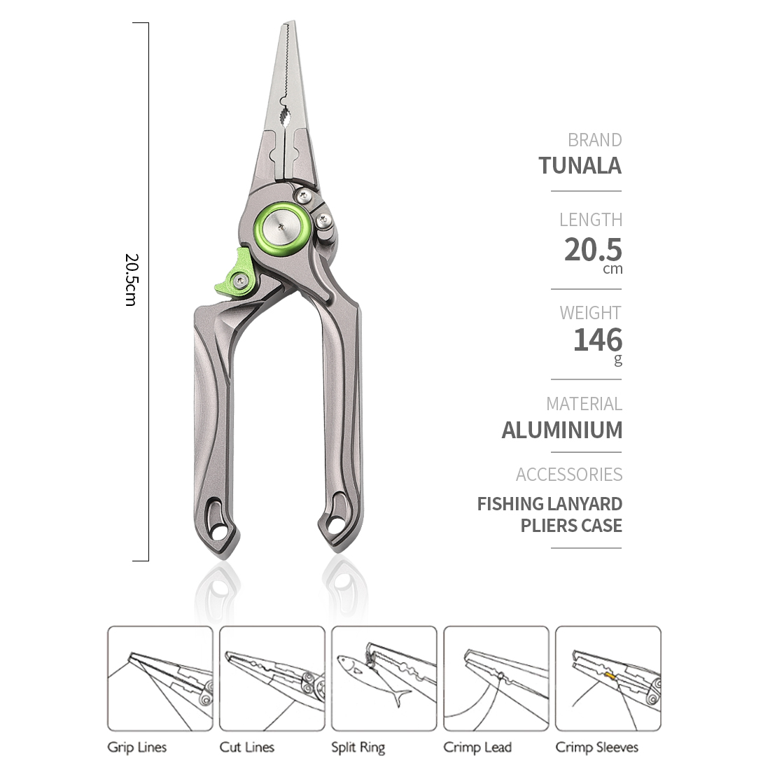 フルアルミ製フックリムーバー付き海水釣り用プライヤー、ランヤ - Fishing Hook のレビューと価格