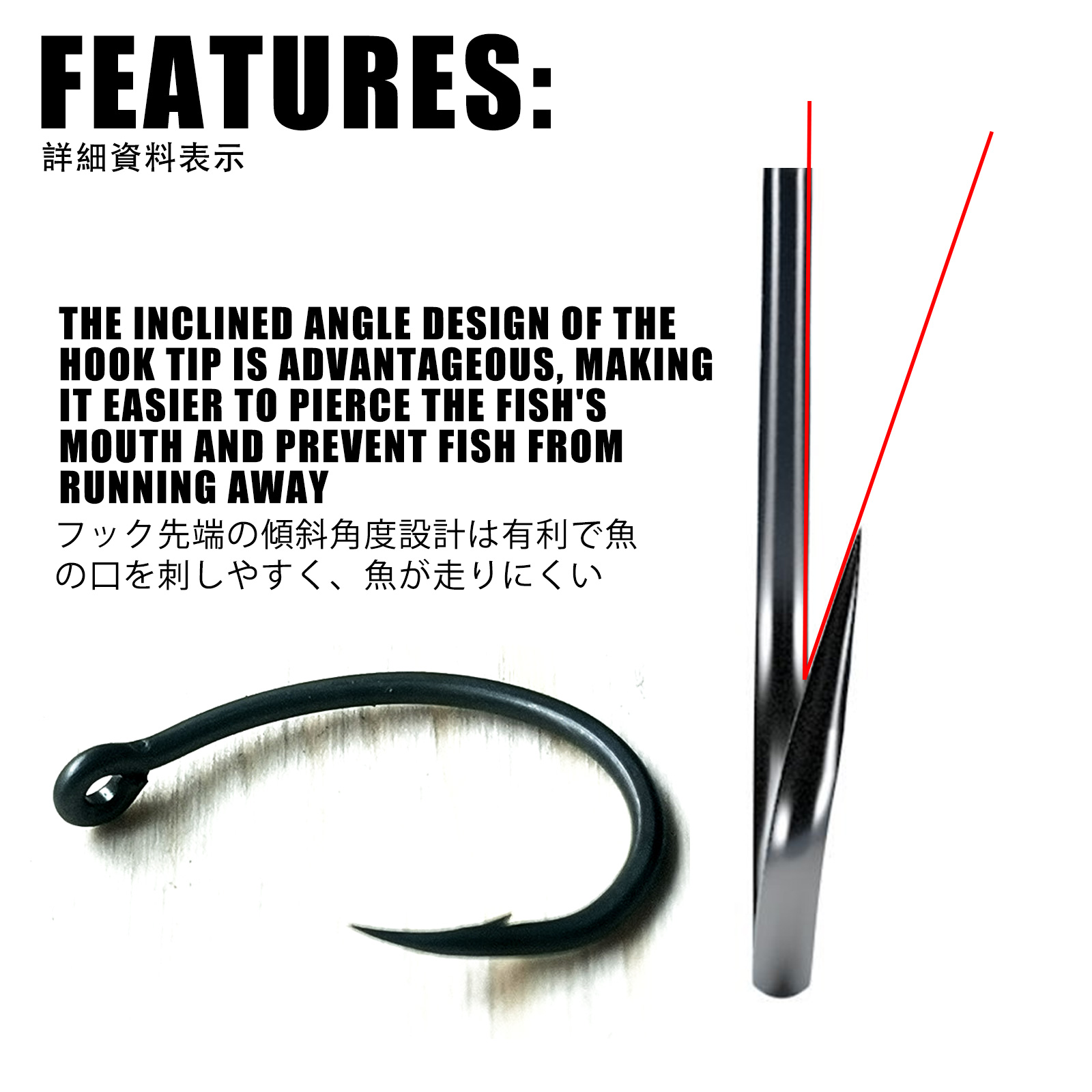 50 個鯉釣りフック PTFE コーティング高炭素ステンレス - Fishing Hook Offset のレビューと価格