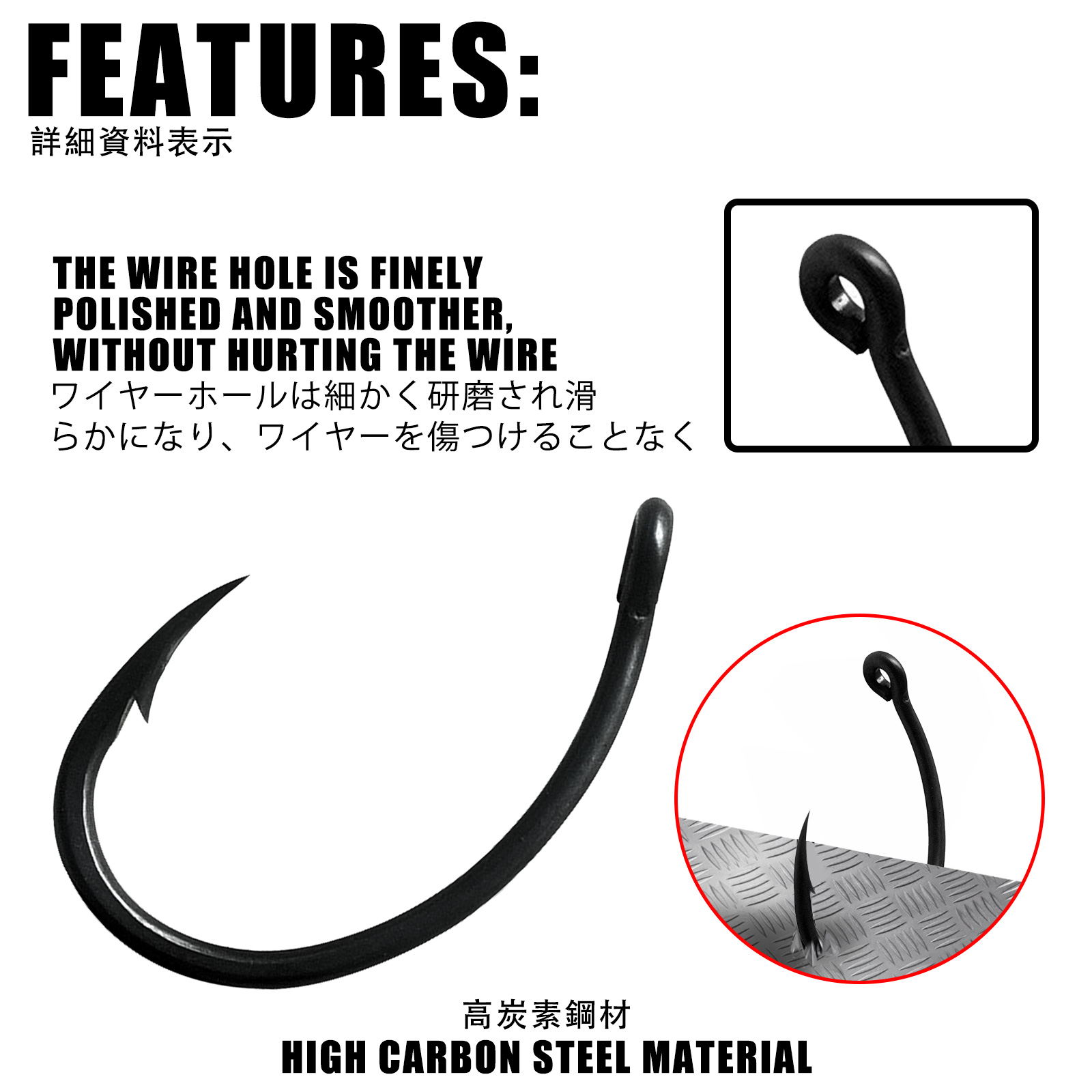 50 個鯉釣りフック PTFE コーティング高炭素ステンレス - Fishing Hook Offset のレビューと価格