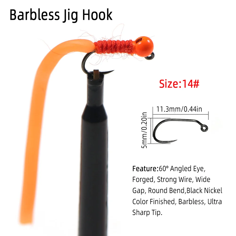 4個 # 14個のタングステンビーズヘッド付きスカーミーワー - Fishing Hook Barbless のレビューと価格