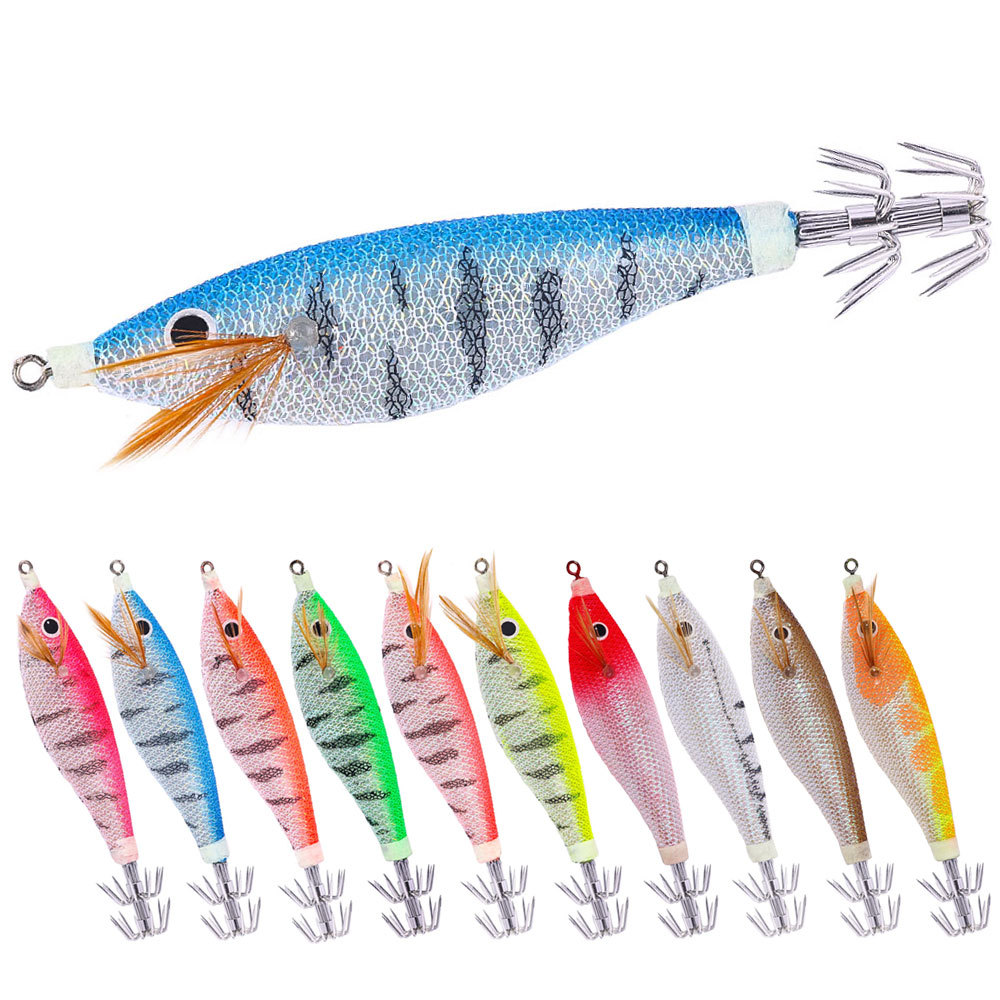 発光電子エビジグセット海水ダブル列イカフックウィードレスリア - Fishing Hook Weedless のレビューと価格