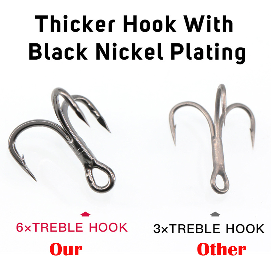 6X 釣りトレブルフック​​ 10 個トリプル釣りフックビッ - Fishing Hook Barbless のレビューと価格